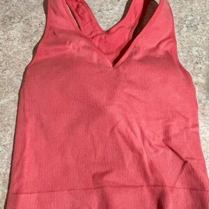 Coral Ribbed Women's sports bra Top